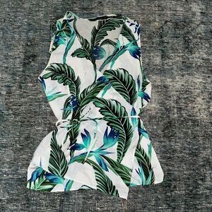 Zara Basic Silk Palm Print Wrap Tank Top ✨Like New✨